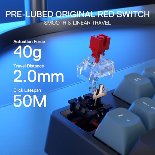 Redragon K582 SE kabelgebundene RGB-Gaming-Tastatur, 104-Tasten mechanische Tastatur mit verbessertem Hot-Swap-Sockel, Geräuschdämpfungskit, PBT-Tastenkappen, linearer roter Schalter Bild 4