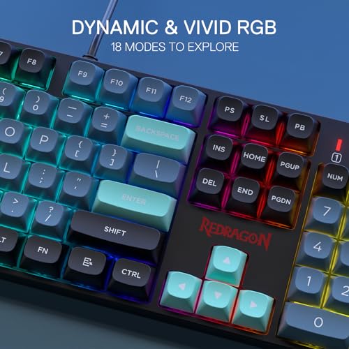 Redragon K582 SE kabelgebundene RGB-Gaming-Tastatur, 104-Tasten mechanische Tastatur mit verbessertem Hot-Swap-Sockel, Geräuschdämpfungskit, PBT-Tastenkappen, linearer roter Schalter Bild 7