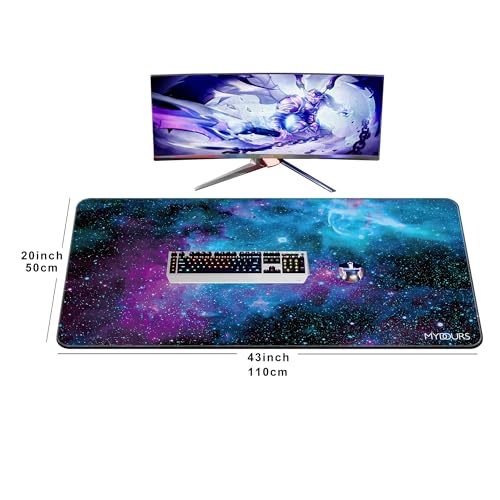 Mydours 1100 x 500 mm Gaming Mauspad XXL, Mauspad mit Rutschfester Gummiboden und Glatter Webstoff, Verbessert Präzision und Geschwindigkeit, Mousepad für Maus und Tastatur (Universum) Bild 2