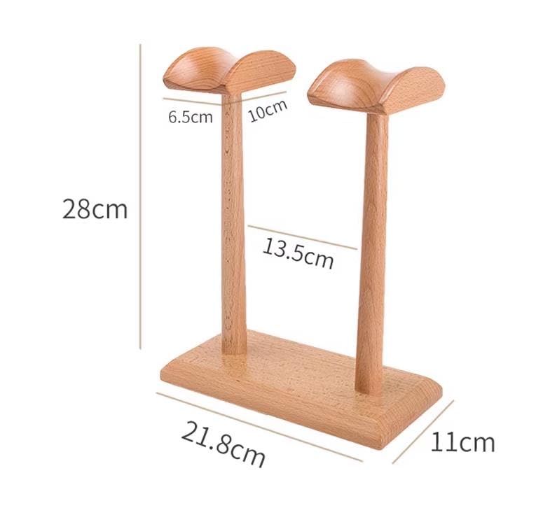 Headset-Ständer, Kopfhörerständer, Holz, Dual-Kopfhörerständer, Kopfhörerhalter, Headset-Halter, Gaming-Headset-Halter, universeller Schreibtisch-Kopfhörer-Aufbewahrungstisch, Display-Rack Bild 2