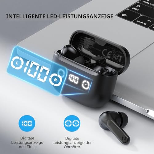 havit Active Noise Cancelling Wireless Earbuds, Bluetooth 13.7 cm Ear Headphones, 3D Bass Stereo Wireless Earphones with 4 ENC Noise Cancelling Mic, 40H Bluetooth Earbuds with LED Display Bild 2
