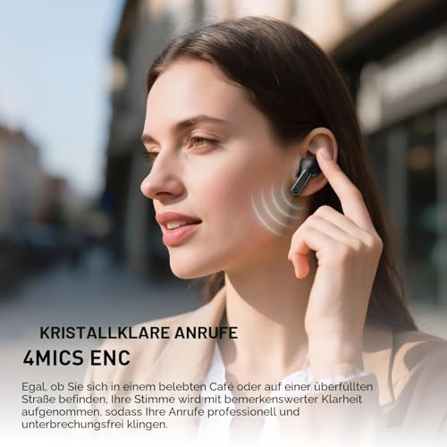 havit Active Noise Cancelling Wireless Earbuds, Bluetooth 13.7 cm Ear Headphones, 3D Bass Stereo Wireless Earphones with 4 ENC Noise Cancelling Mic, 40H Bluetooth Earbuds with LED Display Bild 5