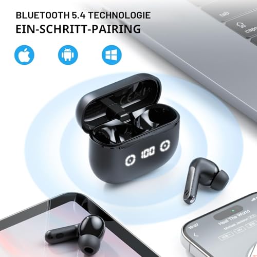 havit Active Noise Cancelling Wireless Earbuds, Bluetooth 13.7 cm Ear Headphones, 3D Bass Stereo Wireless Earphones with 4 ENC Noise Cancelling Mic, 40H Bluetooth Earbuds with LED Display Bild 6