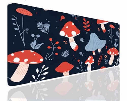 Mauspad Gaming Groß 1200x600x4mm Mushroom XXL Mousepad Groß Wassxerdicht Tischunterlage Speed Gaming Maus Tastatur Matte PC Laptop Rutschfeste Gummibasis Mouse Mat für Office Home Gamer J-676 Bild 1