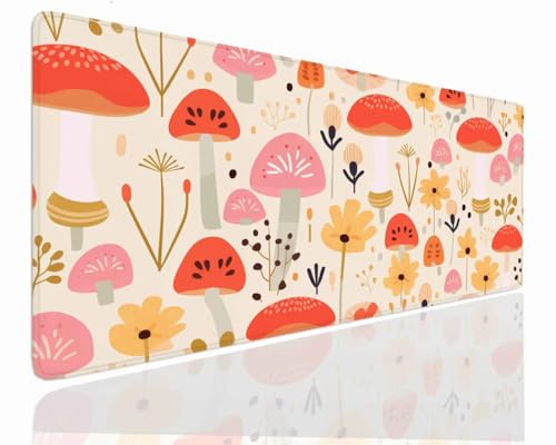Mauspad Gaming Groß 1200x600x4mm Mushroom XXL Mousepad Groß Wassxerdicht Tischunterlage Speed Gaming Maus Tastatur Matte PC Laptop rutschfeste Gummibasis Mouse Mat für Office Home Gamer J-674 Bild 1