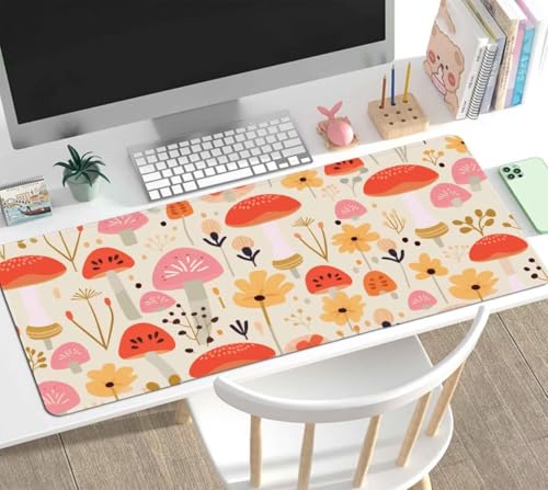 Mauspad Gaming Groß 1200x600x4mm Mushroom XXL Mousepad Groß Wassxerdicht Tischunterlage Speed Gaming Maus Tastatur Matte PC Laptop rutschfeste Gummibasis Mouse Mat für Office Home Gamer J-674 Bild 2