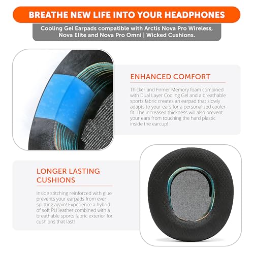 WC Freeze Nova Pro Wireless – Kühlende Gel-Ohrpolster für Arctis Nova Pro Wireless & Nova Elite (passt Nicht auf andere Modelle), von Wicked Cushions, extra dick und bequem | The Simulation Bild 4