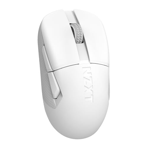 NZXT Gamingmaus Lift Elite Wireless – Ultraleicht: 57 g – Abfragerate 4K / 8K, optische Schalter, optischer Sensor mit 26K DPI – Lange Akkulaufzeit – Seitengriffflächen aus Gummi – Weiß Bild 4