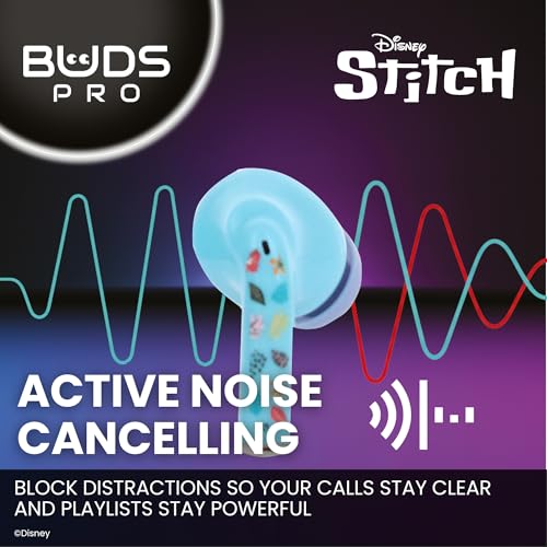 Buds Pro Stitch Kabellose Bluetooth Ohrhörer und Handyhalterung - In Ear Kopfhörer mit Mikrofon, über 28 Stunden Wiedergabezeit, Aktive Geräuschunterdrückung, IPX4-Zertifizierung, kabellosem Ladecase Bild 6