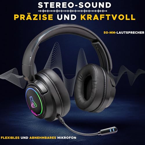 The G-Lab - Korp Iridium - Kabelloses Gaming Headset 2,4 GHz & Bluetooth, Hochwertiger Sound, Abnehmbares Mikrofon, 45H, RGB, Kunstleder-Ohrpolster - Gaming Headset PS5, PS4, PC, Switch, Android, iOS Bild 2
