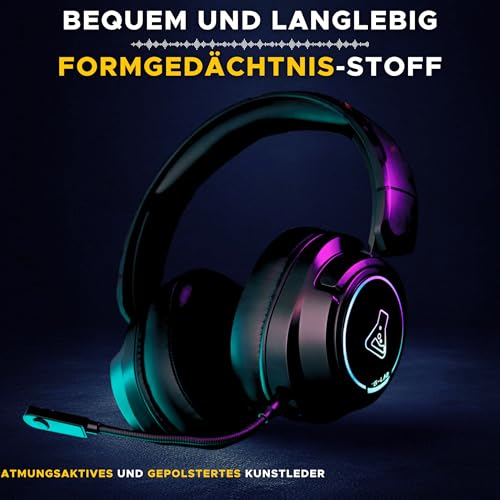 The G-Lab - Korp Iridium - Kabelloses Gaming Headset 2,4 GHz & Bluetooth, Hochwertiger Sound, Abnehmbares Mikrofon, 45H, RGB, Kunstleder-Ohrpolster - Gaming Headset PS5, PS4, PC, Switch, Android, iOS Bild 3