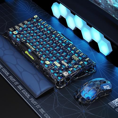 GravaStar Mercury M2 Transparent – Kabellose Gaming-Maus, 26.000 DPI, 79g Ultraleicht, PAW3395, 5 RGB-Modi, 5 Tasten, Tri-Mode (2,4GHz/Bluetooth/Kabel), für PC & Mac – Transparent Schwarz Bild 3