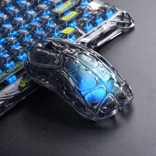 GravaStar Mercury M2 Transparent – Kabellose Gaming-Maus, 26.000 DPI, 79g Ultraleicht, PAW3395, 5 RGB-Modi, 5 Tasten, Tri-Mode (2,4GHz/Bluetooth/Kabel), für PC & Mac – Transparent Schwarz Bild 6