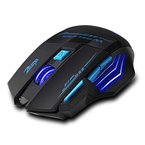 zelotes Kabellose Maus,2400DPI (4 Einstellbare DPI),7 Tasten mit USB-Empfänger,LED Beleuchtung,Gaming Maus Kabellos,Ergonomische Funkmaus für Laptop,PC,Mac,Schwarz Bild 2