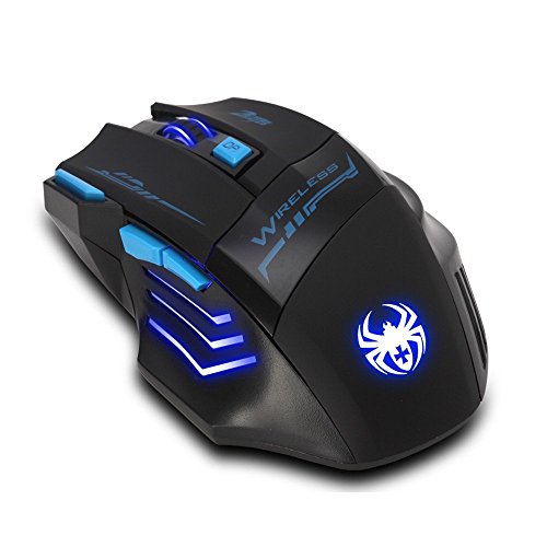 zelotes Kabellose Maus,2400DPI (4 Einstellbare DPI),7 Tasten mit USB-Empfänger,LED Beleuchtung,Gaming Maus Kabellos,Ergonomische Funkmaus für Laptop,PC,Mac,Schwarz Bild 3
