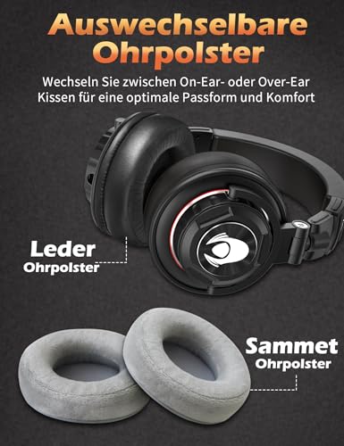talomen TI660X Kopfhörer Over Ear,Kabelgebundene Stereo Musik Kopfhörer mit 50 mm Lautsprecher,HiFi Kopfhörer mit 3.5mm Klinke,6.35mm Adapter,austauschbaren Ohrpolster für Studio/DJ/Handy/PC/Laptop Bild 3