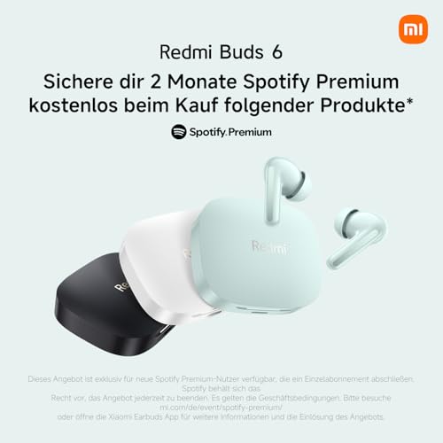XIAOMI Redmi Buds 6 – Kabellose Bluetooth-In-Ear-Kopfhörer, Dual-Treiber, immersiver Sound, 49 dB aktive Geräuschunterdrückung, bis zu 10h+42h Akkulaufzeit, IP54, Weiß Bild 3