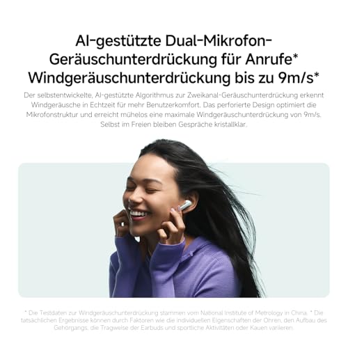 XIAOMI Redmi Buds 6 – Kabellose Bluetooth-In-Ear-Kopfhörer, Dual-Treiber, immersiver Sound, 49 dB aktive Geräuschunterdrückung, bis zu 10h+42h Akkulaufzeit, IP54, Weiß Bild 6