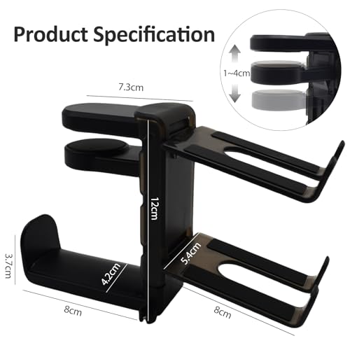 2 in 1 Kopfhörer Ständer Controller Halter, 360° Drehbar Headset Halterung Tisch mit Kabel Organizer, Universal Kopfhörerständer Gaming Zubehör (Schwarz) Bild 5