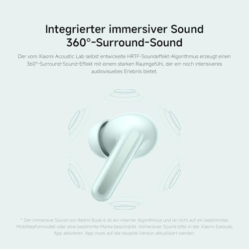 XIAOMI Redmi Buds 6 – Kabellose Bluetooth-In-Ear-Kopfhörer, Dual-Treiber, immersiver Sound, 49 dB aktive Geräuschunterdrückung, bis zu 10h+42h Akkulaufzeit, IP54, Schwarz Bild 4