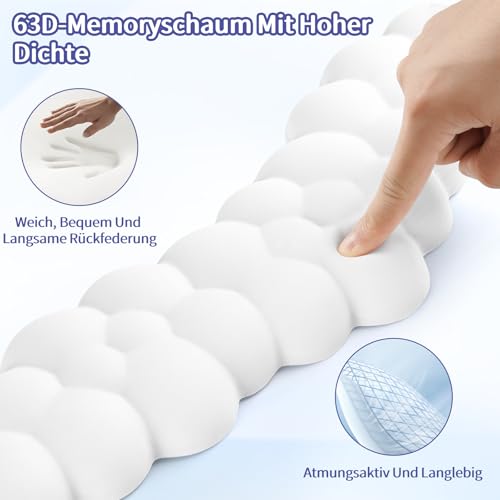 Sushret Handballenauflage Tastatur Wolke, Ergonomisches Handauflage Tastatur Wolke Mit PU Leder Memory Schaum, Cloud Wrist Rest, Niedliche Wolken Handgelenkstütze Maus Für PC Gaming Zubehör – Weiß Bild 4