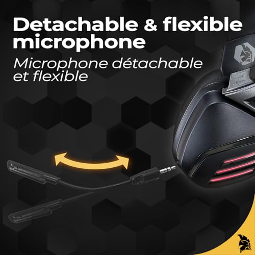 EMPIRE GAMING - EH20 Gaming-Headset kabellos, Wireless, WiFi 2,4 GHz, kabelgebunden, mit abnehmbarem Mikrofon – PC, Spielkonsole, Mac, Switch – Stereo-Surround-Sound 7.1 Bild 2