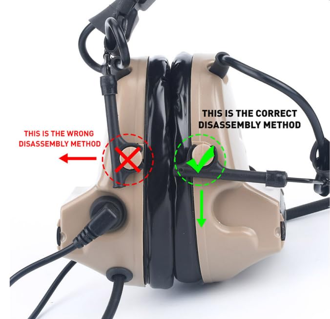 Taktisches Headset mit abnehmbarem Mikrofon und Ohrenschützern für Gaming, Jagd, Schießen, keine Geräuschreduzierung, Helmkompatibel, Schwarz Bild 6