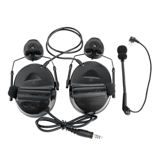 Taktisches Headset mit abnehmbarem Mikrofon und Ohrenschützern für Gaming, Jagd, Schießen, keine Geräuschreduzierung, Helmkompatibel, Schwarz Bild 7