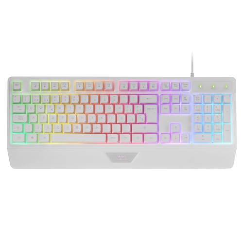 Mars Gaming MK124, Sprache Spanisch, Ergonomische H-Mech-Tastatur, Integrierte Handballenauflage, FRGB Rainbow, Gaming Antighosting-Tastatur, Vollständige, Multiplattform, Weiß Bild 6
