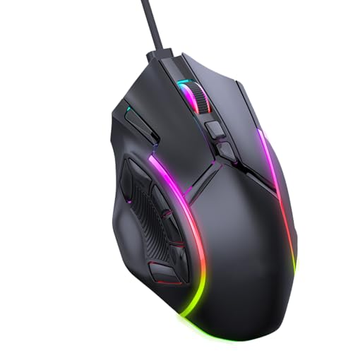 Eujgoov Kabelgebundene Gaming Maus 12800 DPI 12 programmierbare Tasten RGB LED Beleuchtung für PC Laptop Gamer Bild 2