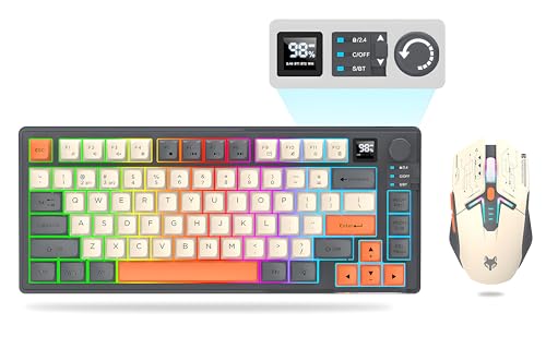 75% Wireless Gaming Tastatur und Maus Combo, Mechanische Tastatur + 3D 1600DPI Mäuse, 2000mAh Akku, RGB Hintergrundbeleuchtung Tastatur mit 80 Tasten Computer PC Gaming Tastatur für PC/Laptop Bild 1