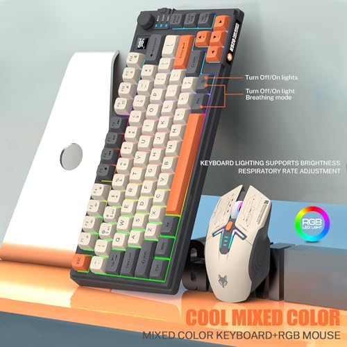 75% Wireless Gaming Tastatur und Maus Combo, Mechanische Tastatur + 3D 1600DPI Mäuse, 2000mAh Akku, RGB Hintergrundbeleuchtung Tastatur mit 80 Tasten Computer PC Gaming Tastatur für PC/Laptop Bild 7