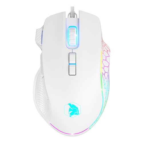 EMPIRE GAMING - W905 Gaming-Maus kabelgebunden – 12800 DPI 1000 Hz – RGB – Ergonomisch – PS4, PS5, Xbox One/Series, PC und Mac – Software inklusive – 8 Programmierbare Tasten (Weiß) Bild 1