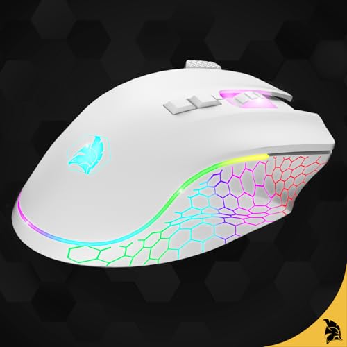 EMPIRE GAMING - W905 Gaming-Maus kabelgebunden – 12800 DPI 1000 Hz – RGB – Ergonomisch – PS4, PS5, Xbox One/Series, PC und Mac – Software inklusive – 8 Programmierbare Tasten (Weiß) Bild 3