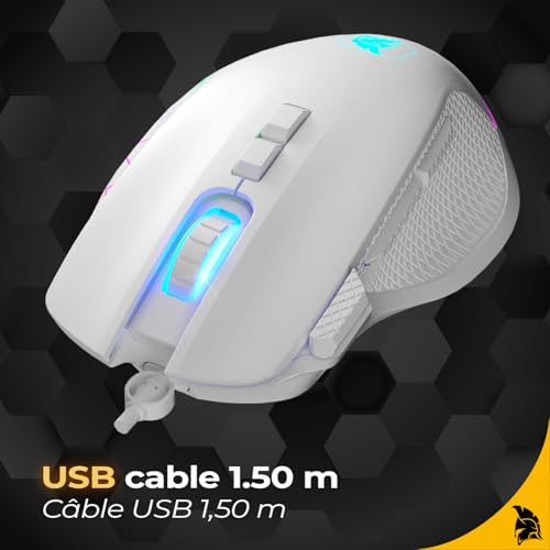 EMPIRE GAMING - W905 Gaming-Maus kabelgebunden – 12800 DPI 1000 Hz – RGB – Ergonomisch – PS4, PS5, Xbox One/Series, PC und Mac – Software inklusive – 8 Programmierbare Tasten (Weiß) Bild 4