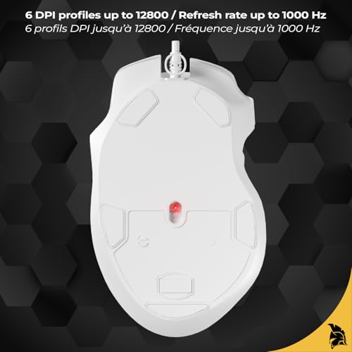 EMPIRE GAMING - W905 Gaming-Maus kabelgebunden – 12800 DPI 1000 Hz – RGB – Ergonomisch – PS4, PS5, Xbox One/Series, PC und Mac – Software inklusive – 8 Programmierbare Tasten (Weiß) Bild 7