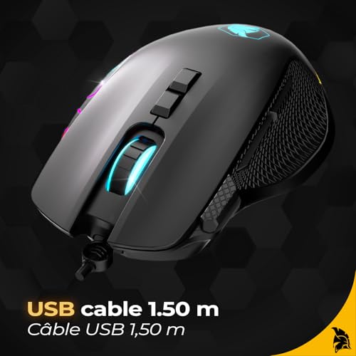 EMPIRE GAMING - W905 Gaming-Maus kabelgebunden – 12800 DPI 1000 Hz – RGB - Ergonomisch – PS4, PS5, Xbox One/Series, PC und Mac – Software inklusive – 8 Programmierbare Tasten (Schwarz) Bild 4