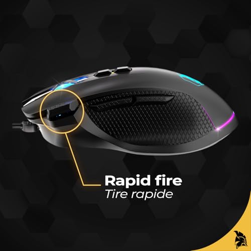 EMPIRE GAMING - W905 Gaming-Maus kabelgebunden – 12800 DPI 1000 Hz – RGB - Ergonomisch – PS4, PS5, Xbox One/Series, PC und Mac – Software inklusive – 8 Programmierbare Tasten (Schwarz) Bild 5
