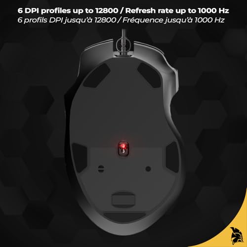 EMPIRE GAMING - W905 Gaming-Maus kabelgebunden – 12800 DPI 1000 Hz – RGB - Ergonomisch – PS4, PS5, Xbox One/Series, PC und Mac – Software inklusive – 8 Programmierbare Tasten (Schwarz) Bild 7
