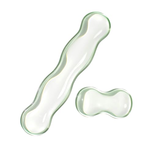 Ergonomische Silikon-Gel-Tastatur und Maus-Handgelenkstütze Set -Grüne klare Handgelenkstütze für Tastatur 60%/68%/75%, Komfort-Unterstützung für Tippen und Gaming Bild 1