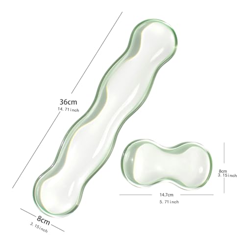 Ergonomische Silikon-Gel-Tastatur und Maus-Handgelenkstütze Set -Grüne klare Handgelenkstütze für Tastatur 60%/68%/75%, Komfort-Unterstützung für Tippen und Gaming Bild 3