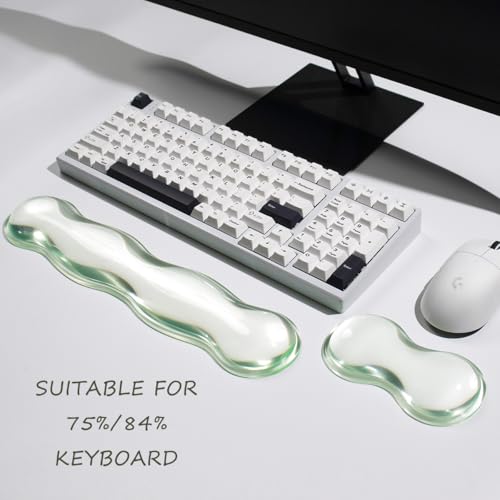 Ergonomische Silikon-Gel-Tastatur und Maus-Handgelenkstütze Set -Grüne klare Handgelenkstütze für Tastatur 60%/68%/75%, Komfort-Unterstützung für Tippen und Gaming Bild 4