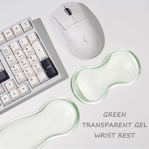 Ergonomische Silikon-Gel-Tastatur und Maus-Handgelenkstütze Set -Grüne klare Handgelenkstütze für Tastatur 60%/68%/75%, Komfort-Unterstützung für Tippen und Gaming Bild 5