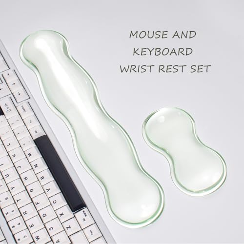 Ergonomische Silikon-Gel-Tastatur und Maus-Handgelenkstütze Set -Grüne klare Handgelenkstütze für Tastatur 60%/68%/75%, Komfort-Unterstützung für Tippen und Gaming Bild 6