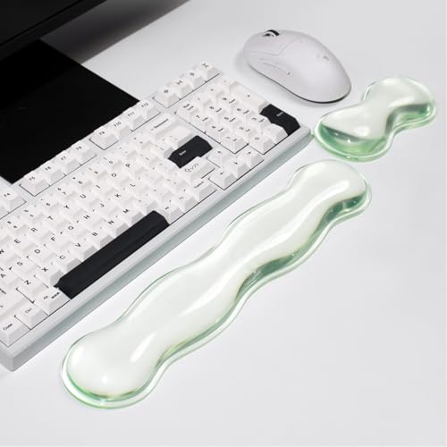 Ergonomische Silikon-Gel-Tastatur und Maus-Handgelenkstütze Set -Grüne klare Handgelenkstütze für Tastatur 60%/68%/75%, Komfort-Unterstützung für Tippen und Gaming Bild 7