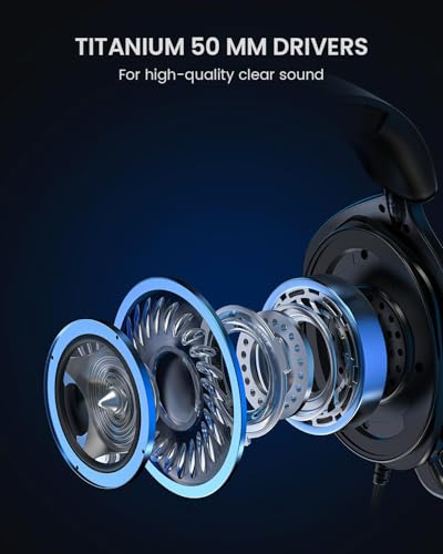 JIMYIU Gaming Headset für PS5 PS4 PC, Kabelgebundenes 3.5mm Gaming Headset Noise Cancelling mit Mikrofon für Xbox One, Xbox Series X|S Schwarz (Verkabelte Version) Bild 3