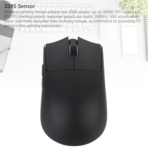 Kabellose Gaming-Maus, Programmierbare Gaming-Maus, 3 Modi, Verbindungs-Gaming-Maus, Bis zu 30.000 DPI, 3395 Optischer Sensor für Laptop-PC (Black) Bild 5