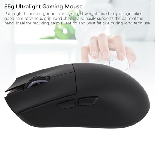 Kabellose Gaming-Maus, Programmierbare Gaming-Maus, 3 Modi, Verbindungs-Gaming-Maus, Bis zu 30.000 DPI, 3395 Optischer Sensor für Laptop-PC (Black) Bild 6