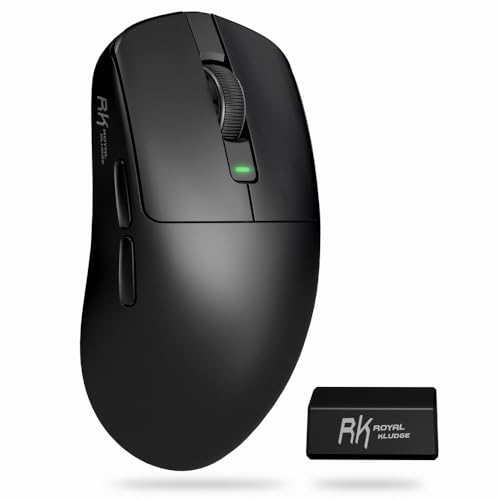 RK ROYAL KLUDGE M3 Wireless Gaming Mouse mit PAW3950 30K DPI Sensor, 47g Lightweight Maus Gaming, 8K Polling, Kabelgebunden/2.4G/BT Wireless Mouse, 650mAh, 5 programmierbare Tasten, Schwarz Bild 1