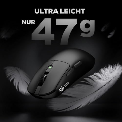 RK ROYAL KLUDGE M3 Wireless Gaming Mouse mit PAW3950 30K DPI Sensor, 47g Lightweight Maus Gaming, 8K Polling, Kabelgebunden/2.4G/BT Wireless Mouse, 650mAh, 5 programmierbare Tasten, Schwarz Bild 3